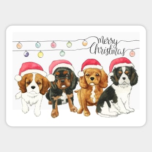 Cavalier King Charles Spaniel Christmas Card - Puppies Sticker